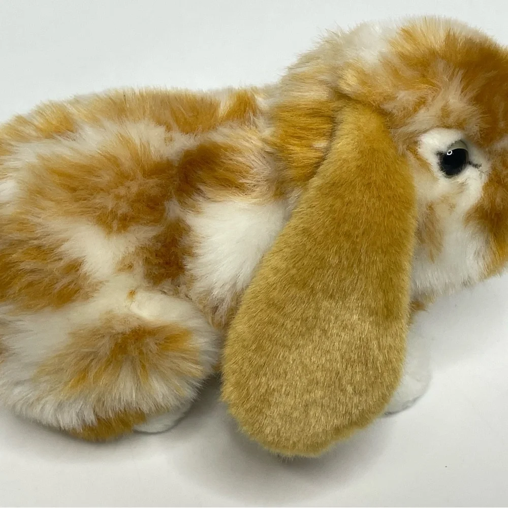 Teddy Hermann Plush Bunny 8” Rabbit Brown White Stuffed Animal Realistic Lovey